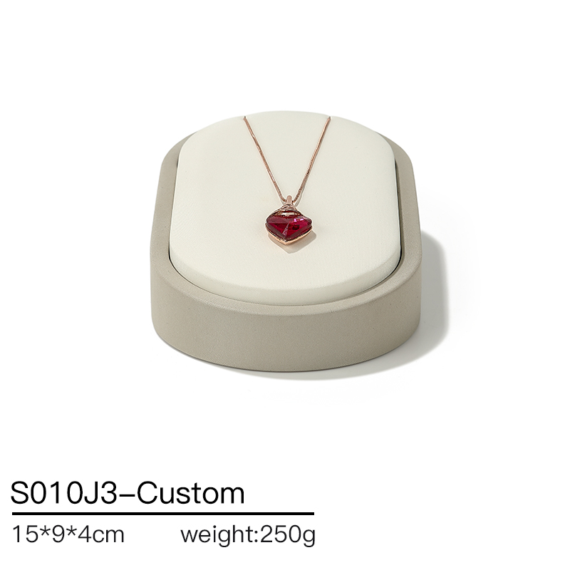 S010 Beige DIGU Design Luxury Beige PU Leather Jewelry Showcase Set