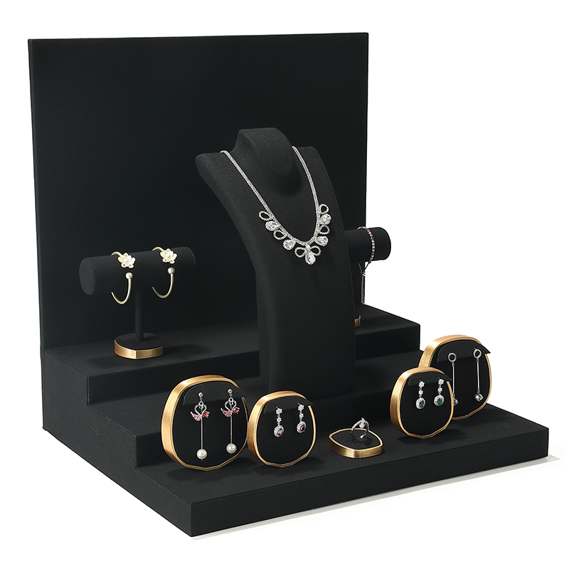 S014 Black DIGU Luxury Microfiber Jewelry Display Props with Metal Base