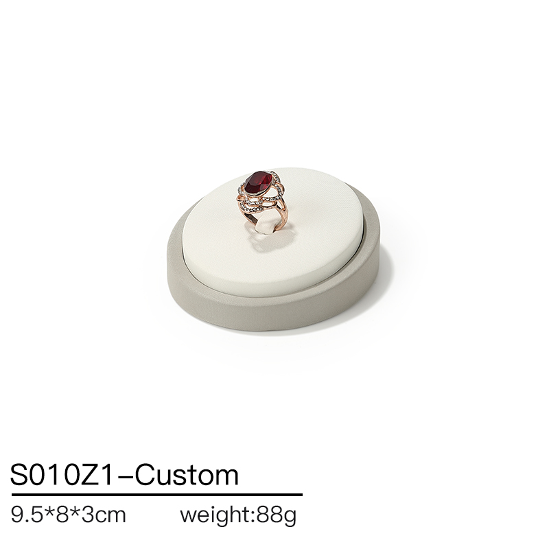 S010 Beige DIGU Design Luxury Beige PU Leather Jewelry Showcase Set