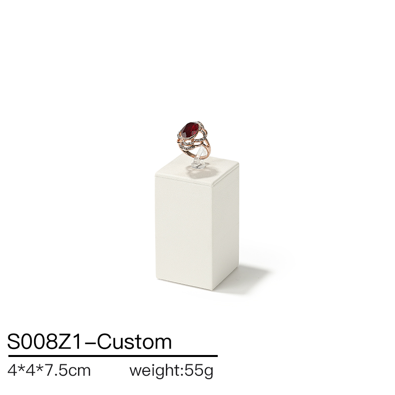 S008 Beige DIGU Luxury PU Leather Ring Bracelet Necklace Earring Jewelry Display Set