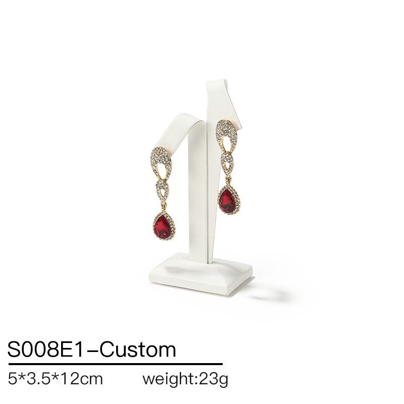 S008 Beige DIGU Luxury PU Leather Ring Bracelet Necklace Earring Jewelry Display Set