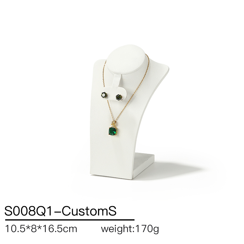 S008 Beige DIGU Luxury PU Leather Ring Bracelet Necklace Earring Jewelry Display Set