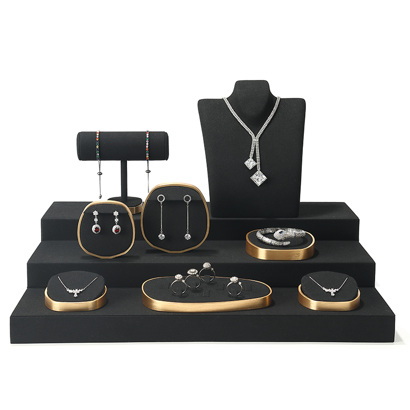 S014 Black DIGU Luxury Microfiber Jewelry Display Props with Metal Base