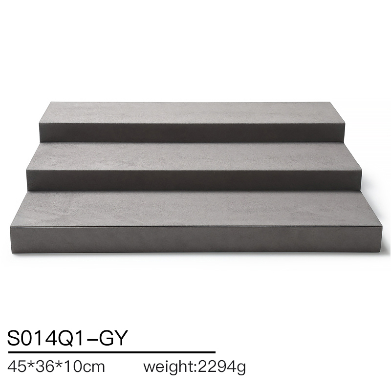 S014 Gray DIGU Luxury Microfiber Jewelry Stand with Metal Base Elegant Display Props