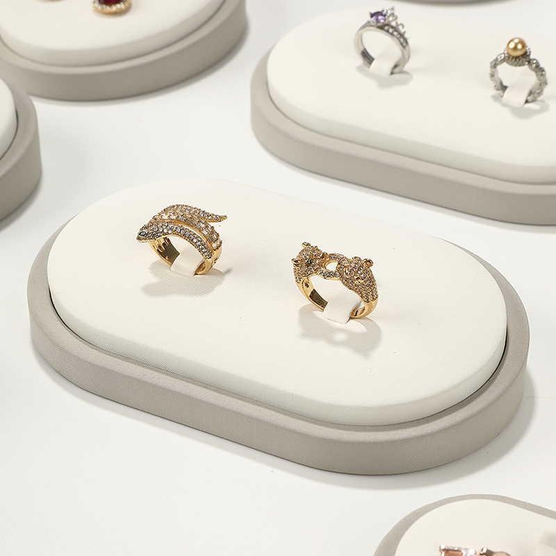 S010 Beige DIGU Design Luxury Beige PU Leather Jewelry Showcase Set