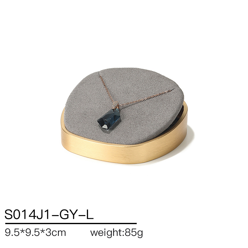 S014 Gray DIGU Luxury Microfiber Jewelry Stand with Metal Base Elegant Display Props