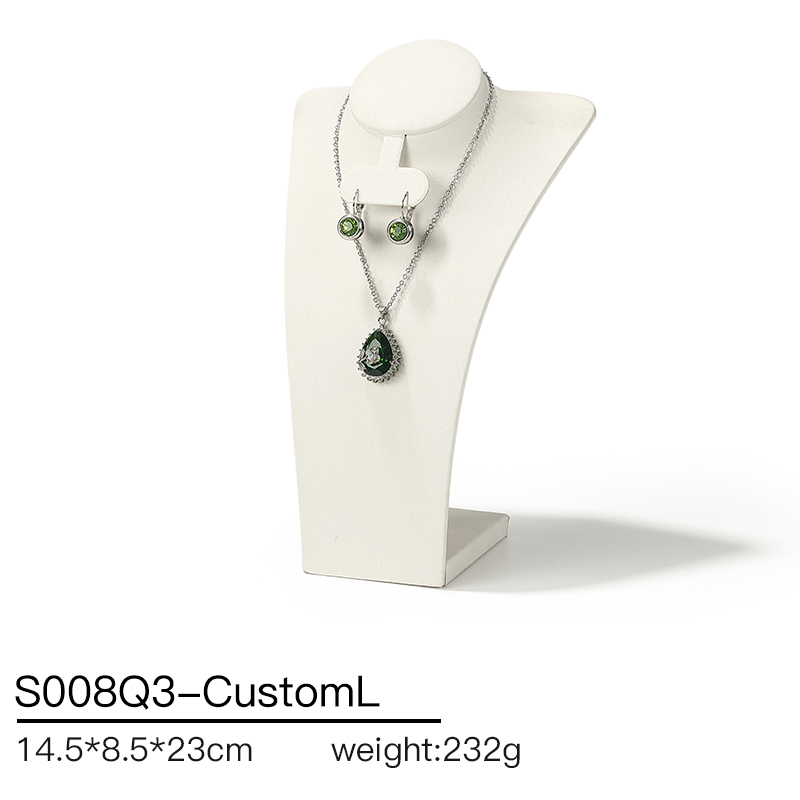 S008 Beige DIGU Luxury PU Leather Ring Bracelet Necklace Earring Jewelry Display Set