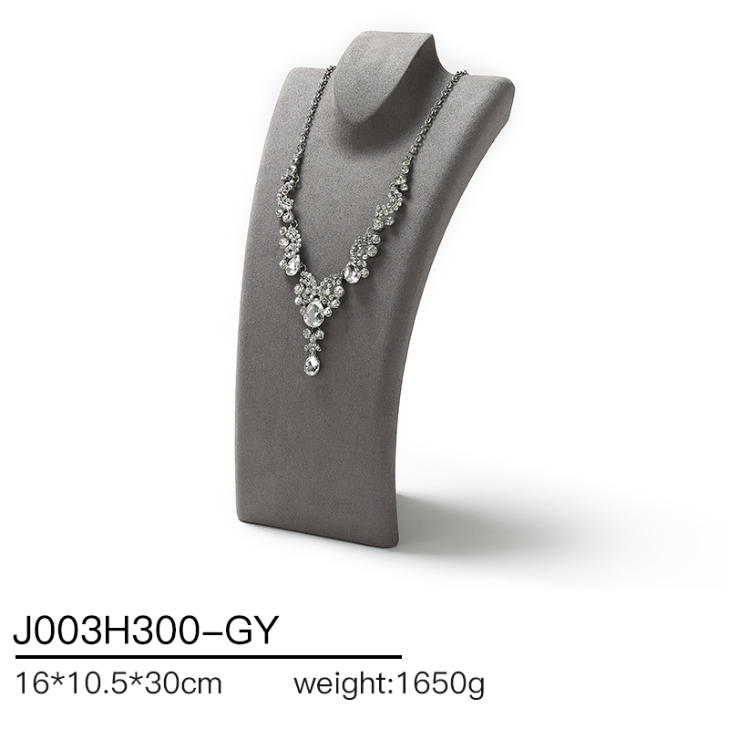 S014 Gray DIGU Luxury Microfiber Jewelry Stand with Metal Base Elegant Display Props