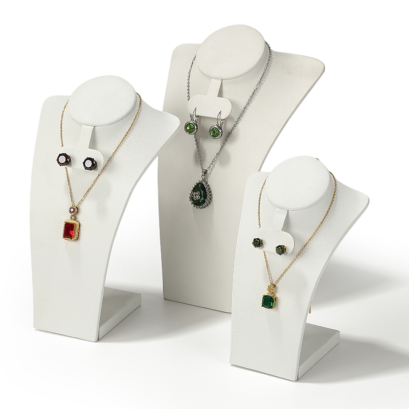 S008 Beige DIGU Luxury PU Leather Ring Bracelet Necklace Earring Jewelry Display Set