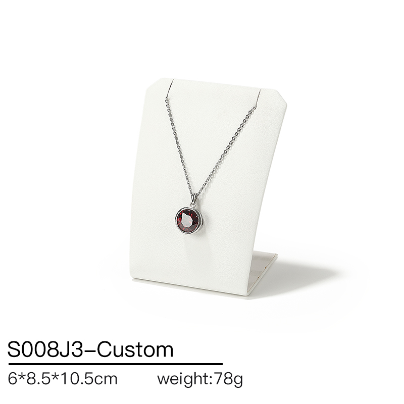 S008 Beige DIGU Luxury PU Leather Ring Bracelet Necklace Earring Jewelry Display Set