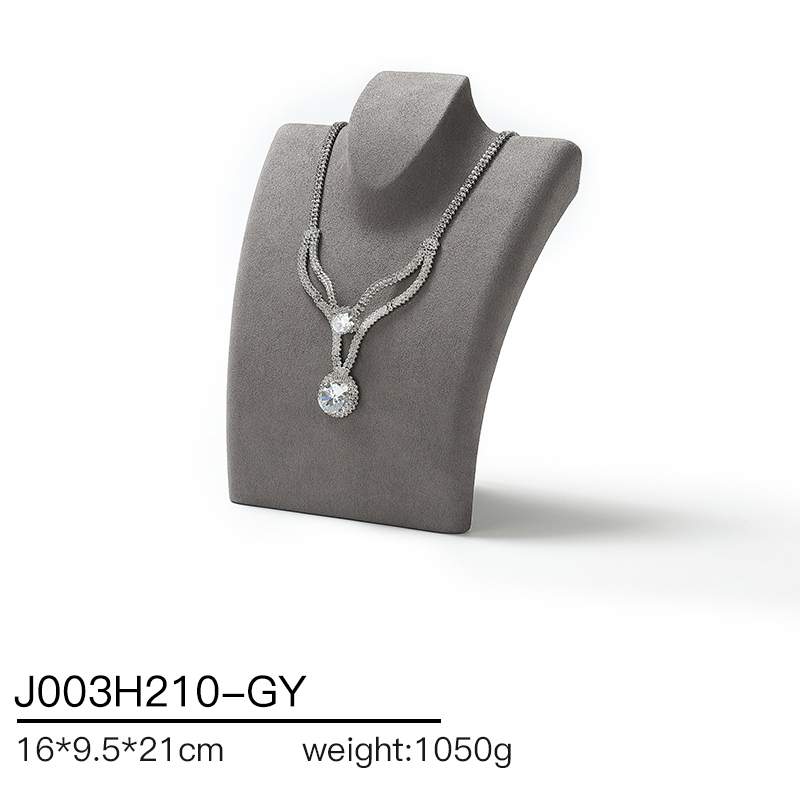 S014 Gray DIGU Luxury Microfiber Jewelry Stand with Metal Base Elegant Display Props