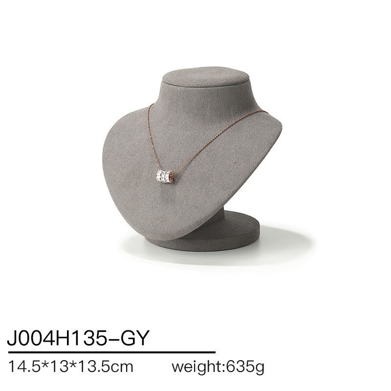 S014 Gray DIGU Luxury Microfiber Jewelry Stand with Metal Base Elegant Display Props
