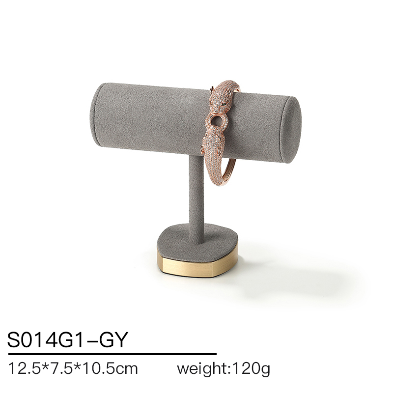 S014 Gray DIGU Luxury Microfiber Jewelry Stand with Metal Base Elegant Display Props