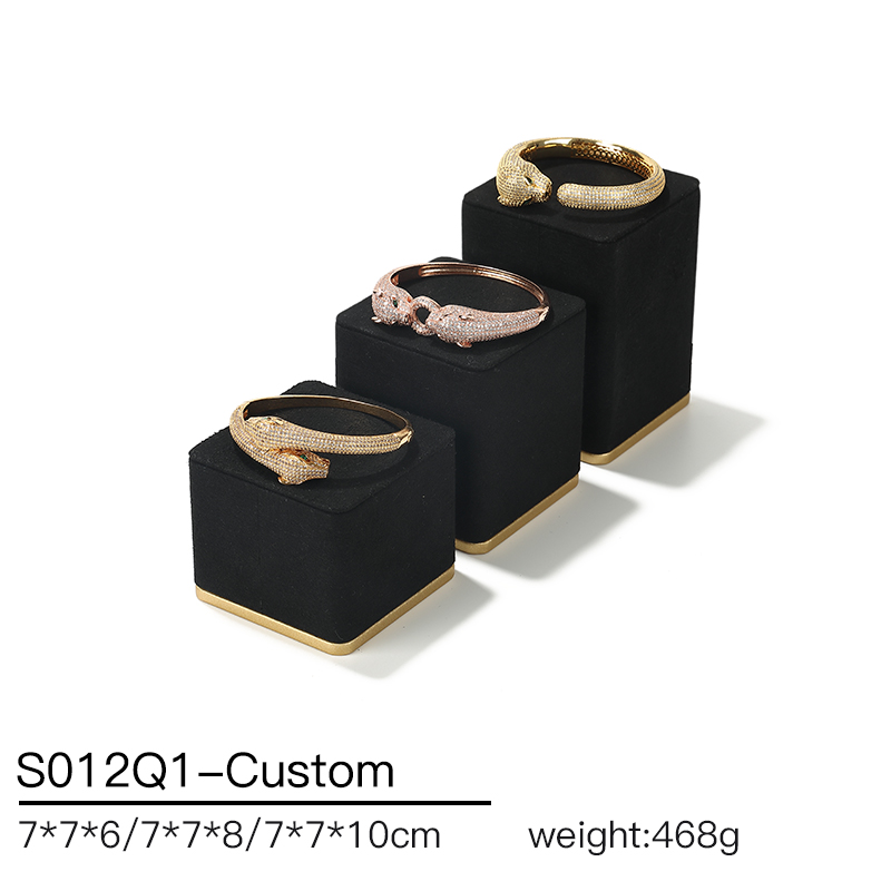 S012 Black DIGU Microfiber Ring Bracelet Necklace Earring Holder Stand Jewelry Display Set
