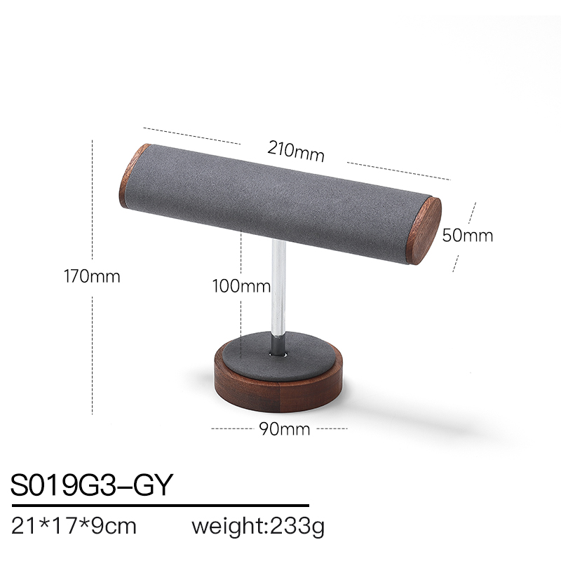 S019 Gray DIGU Handmade Luxury MIcrofiber Necklace Bracelet Jewelry Display Set