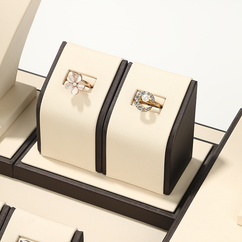 S011 Beige DIGU Custom PU Leather Jewelry Showcase Set