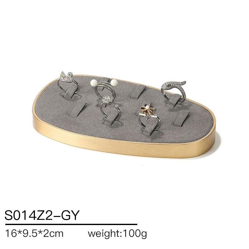 S014 Gray DIGU Luxury Microfiber Jewelry Stand with Metal Base Elegant Display Props