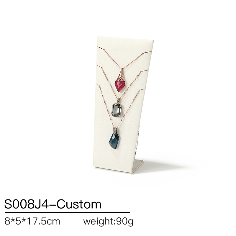 S008 Beige DIGU Luxury PU Leather Ring Bracelet Necklace Earring Jewelry Display Set