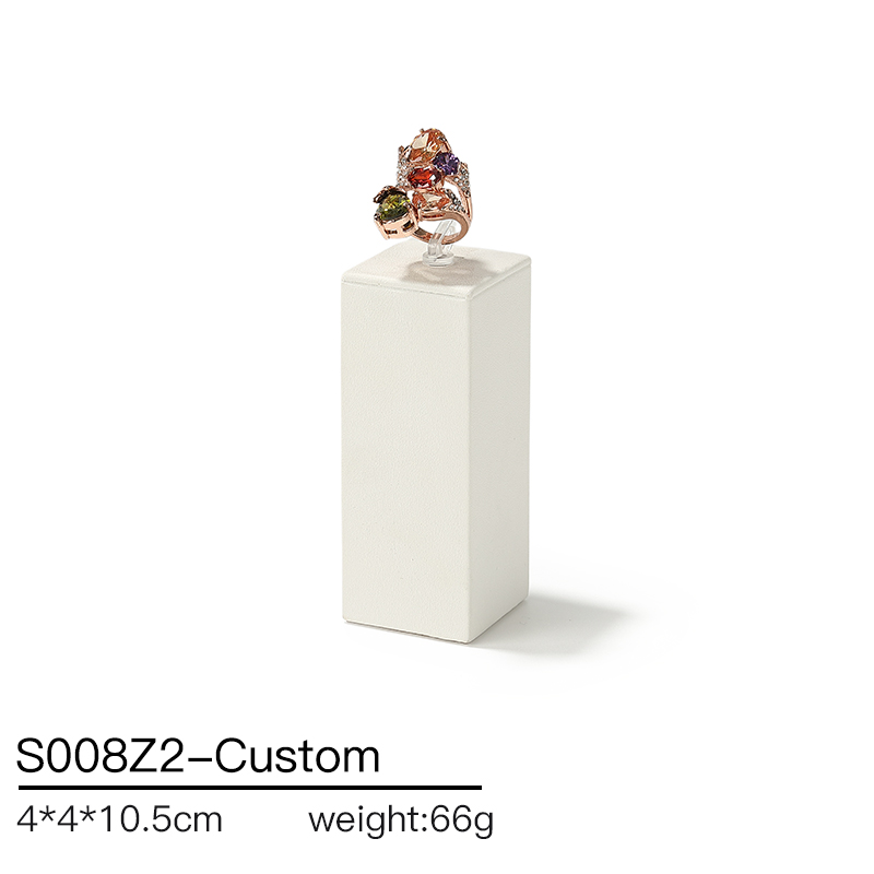 S008 Beige DIGU Luxury PU Leather Ring Bracelet Necklace Earring Jewelry Display Set