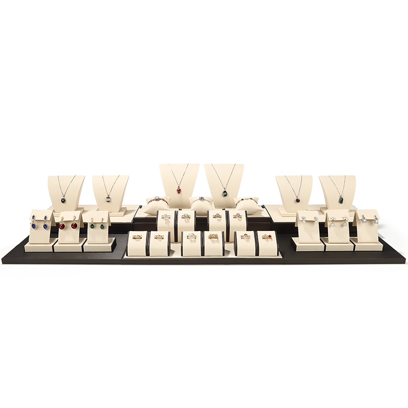 S011 Beige DIGU Custom PU Leather Jewelry Showcase Set