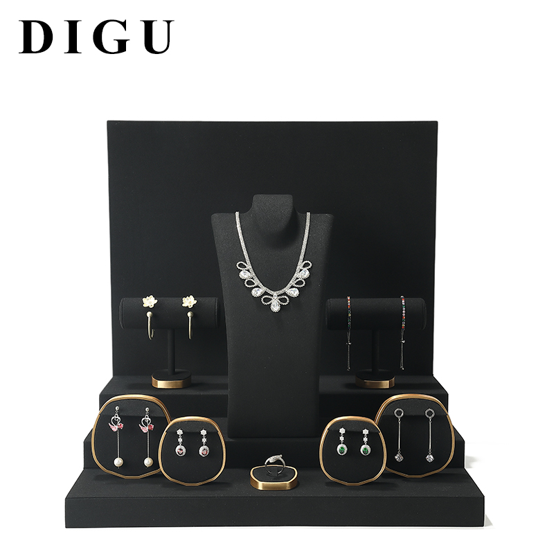 S014 Black DIGU Luxury Microfiber Jewelry Display Props with Metal Base