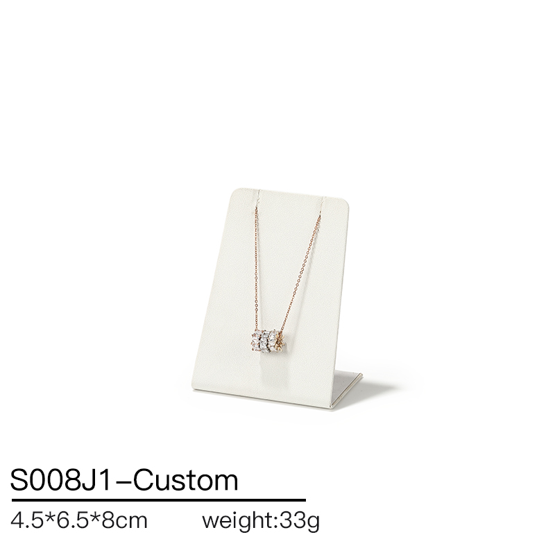 S008 Beige DIGU Luxury PU Leather Ring Bracelet Necklace Earring Jewelry Display Set