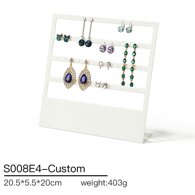 S008 Beige DIGU Luxury PU Leather Ring Bracelet Necklace Earring Jewelry Display Set