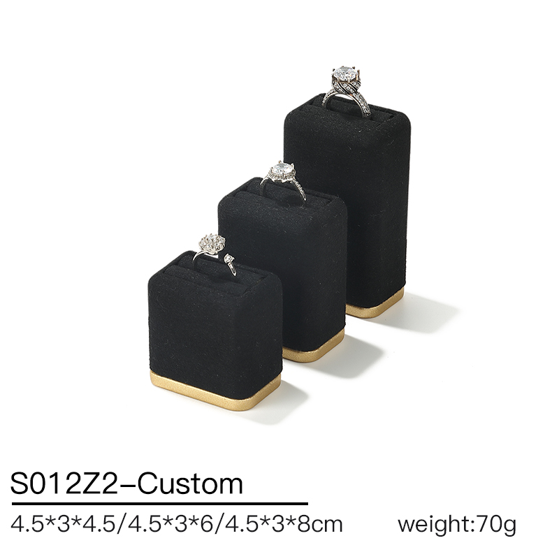 S012 Black DIGU Microfiber Ring Bracelet Necklace Earring Holder Stand Jewelry Display Set