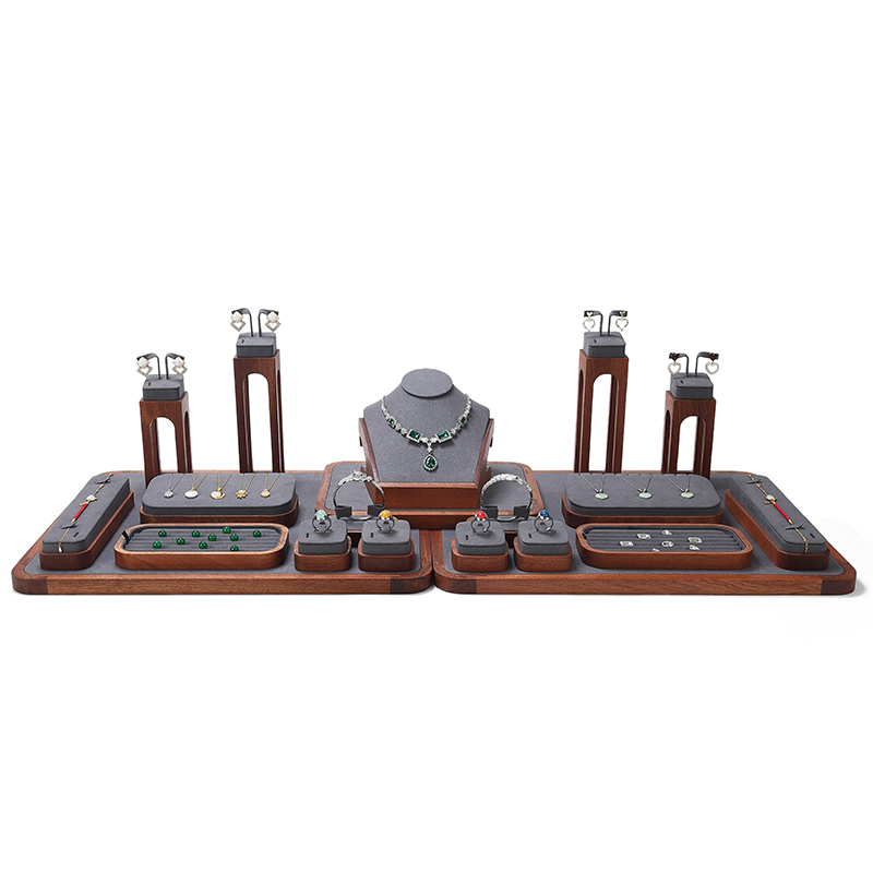 S019 Gray DIGU Handmade Luxury MIcrofiber Necklace Bracelet Jewelry Display Set