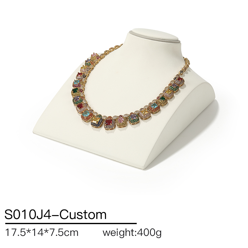 S010 Beige DIGU Design Luxury Beige PU Leather Jewelry Showcase Set