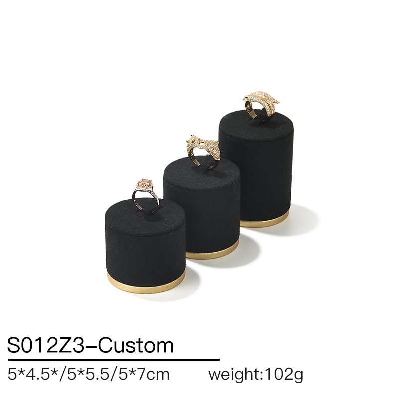 S012 Black DIGU Microfiber Ring Bracelet Necklace Earring Holder Stand Jewelry Display Set