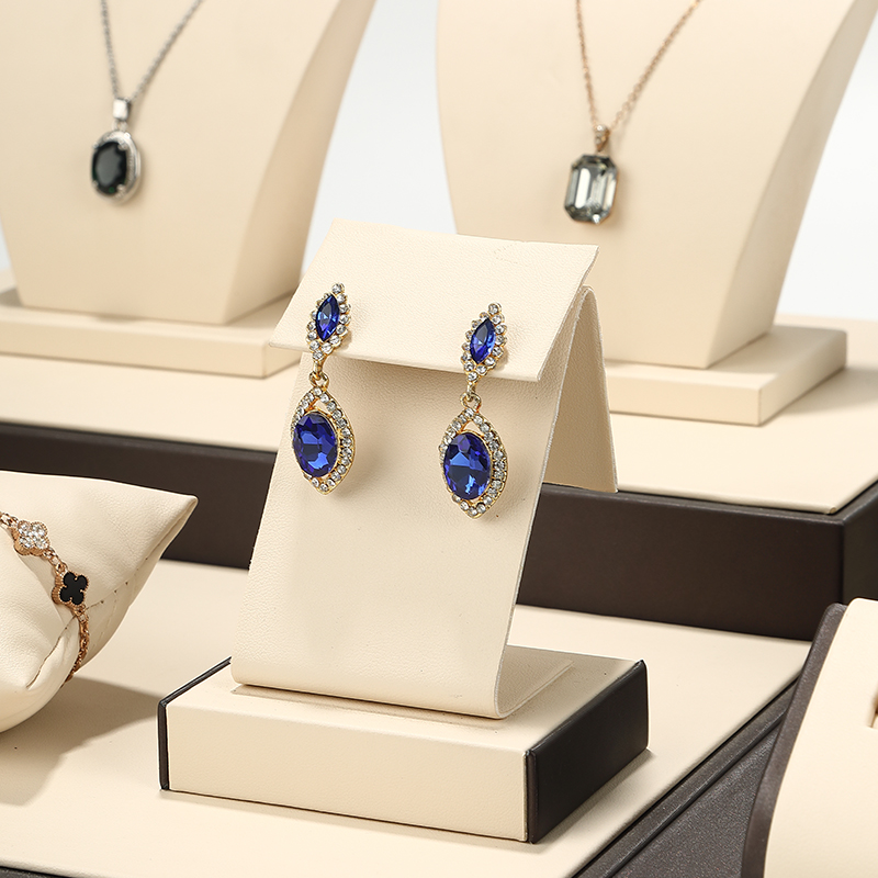S011 Beige DIGU Custom PU Leather Jewelry Showcase Set