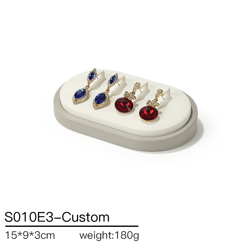 S010 Beige DIGU Design Luxury Beige PU Leather Jewelry Showcase Set