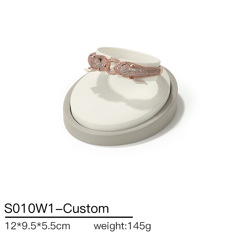 S010 Beige DIGU Design Luxury Beige PU Leather Jewelry Showcase Set