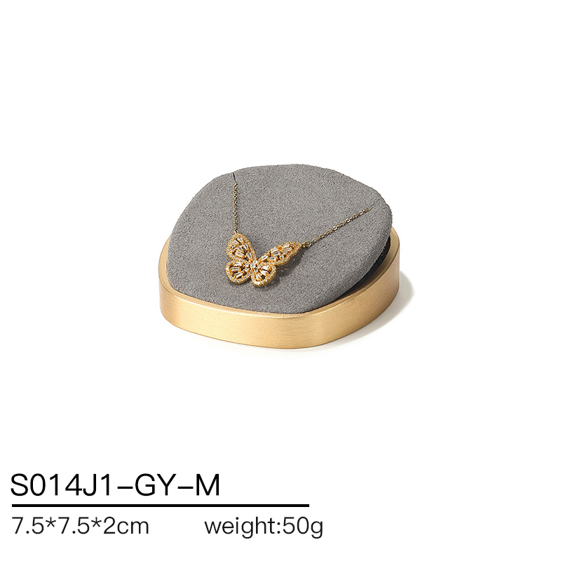 S014 Gray DIGU Luxury Microfiber Jewelry Stand with Metal Base Elegant Display Props