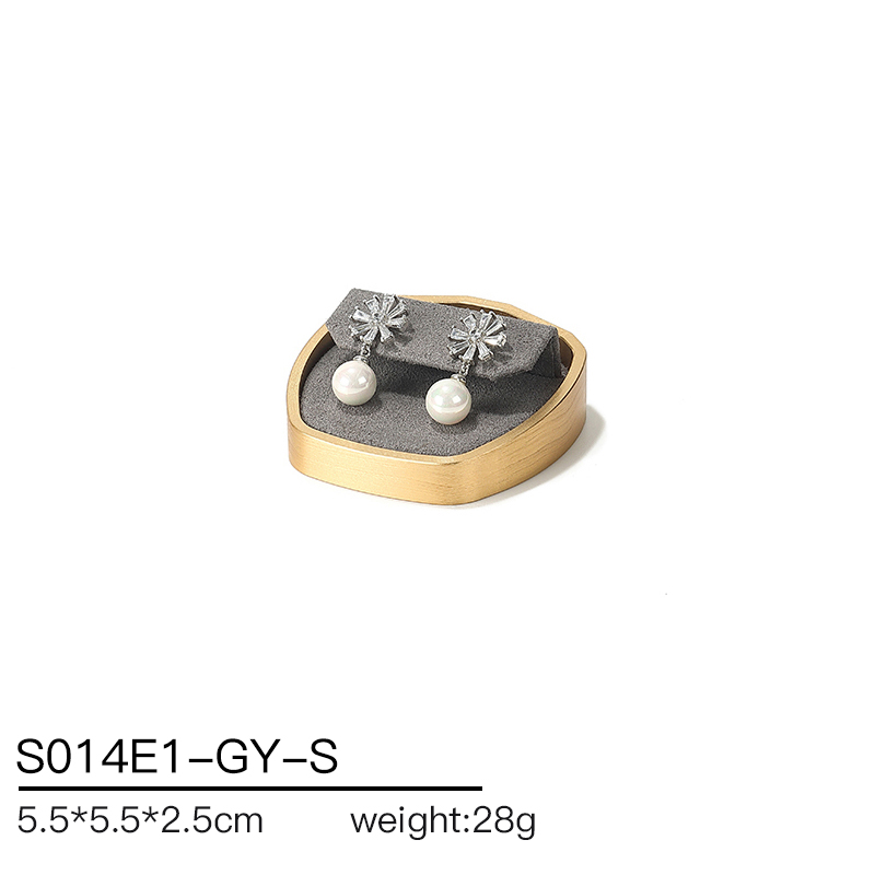 S014 Gray DIGU Luxury Microfiber Jewelry Stand with Metal Base Elegant Display Props