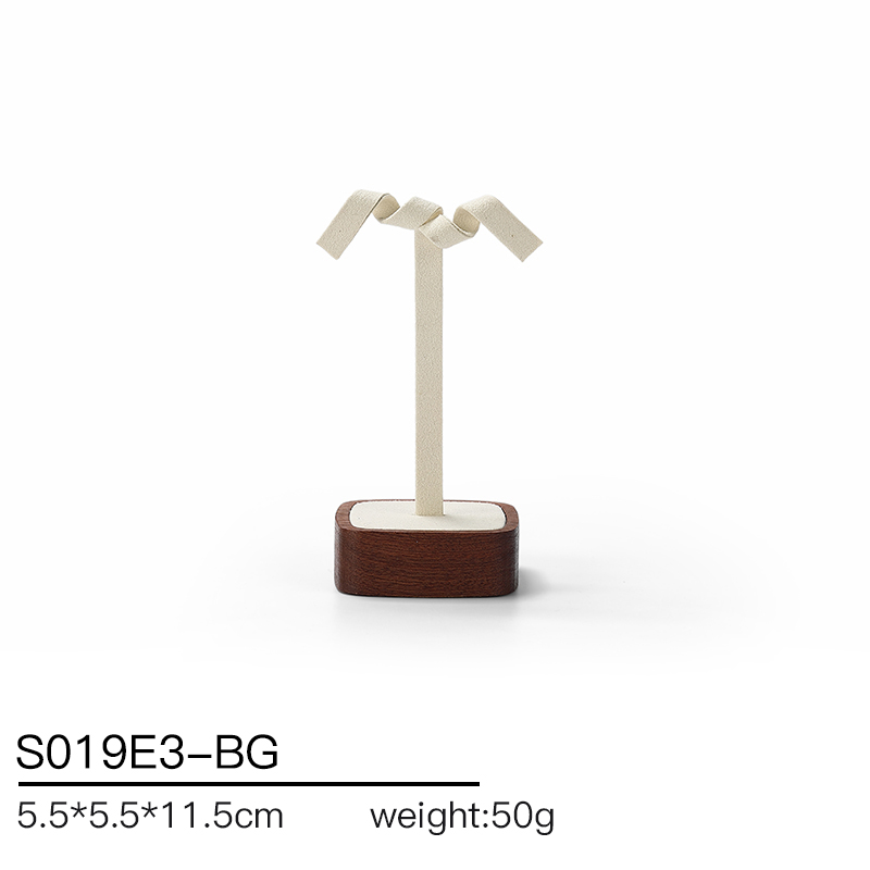 S019 Beige DIGU Handmade Microfiber Jewelry Display Set For Necklace Earring Bracelet Ring