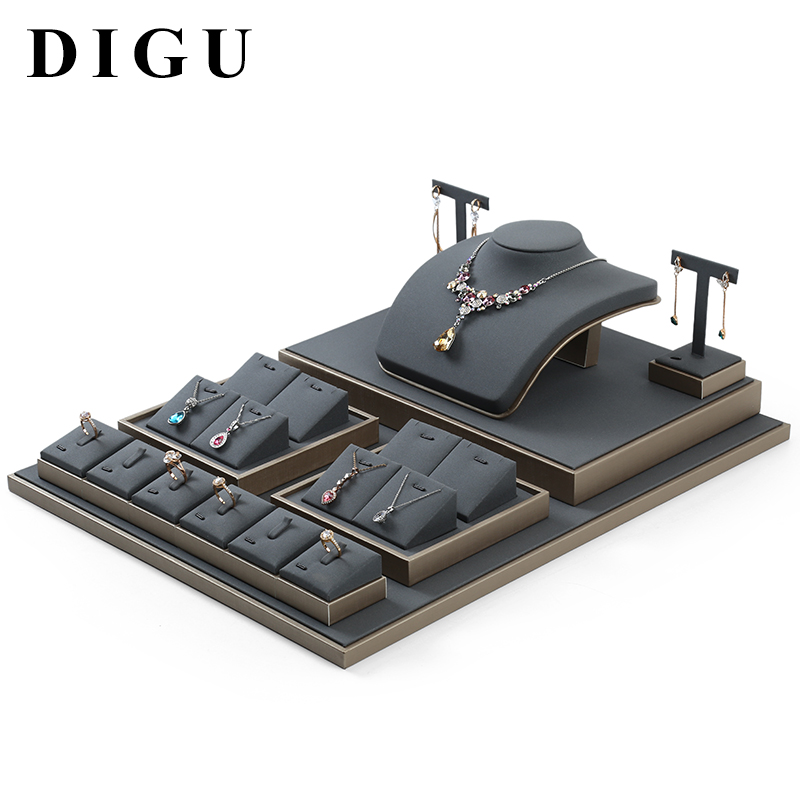S024 Gray DIGU Luxury Microfiber Jewelry Display Set