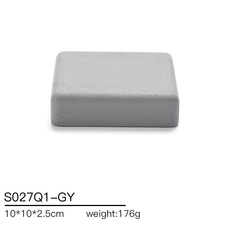 S027 Gray DIGU Handmade Microfiber Ring Bracelet Necklace Earring Holder Stand Jewelry Display Set