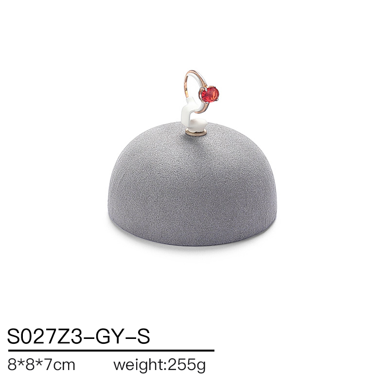 S027 Gray DIGU Handmade Microfiber Ring Bracelet Necklace Earring Holder Stand Jewelry Display Set