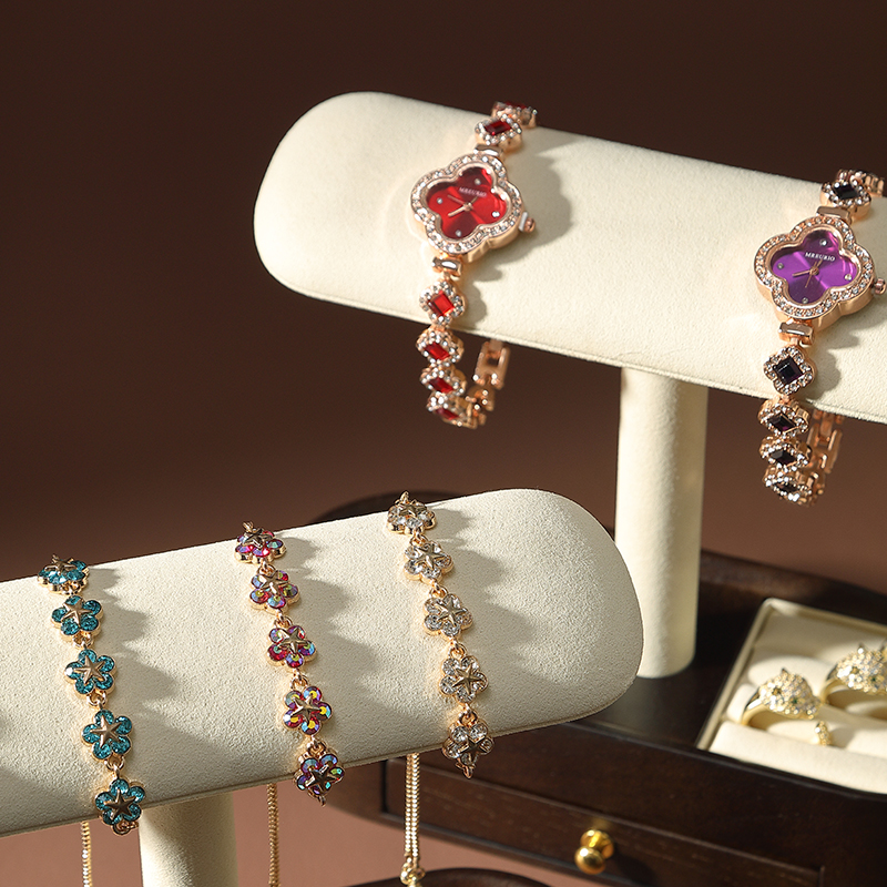 S021 DIGU Wholesale Solid Wooden and Microfiber Bangle Bracelet Watch Chain Jewelry DIsplay Rack