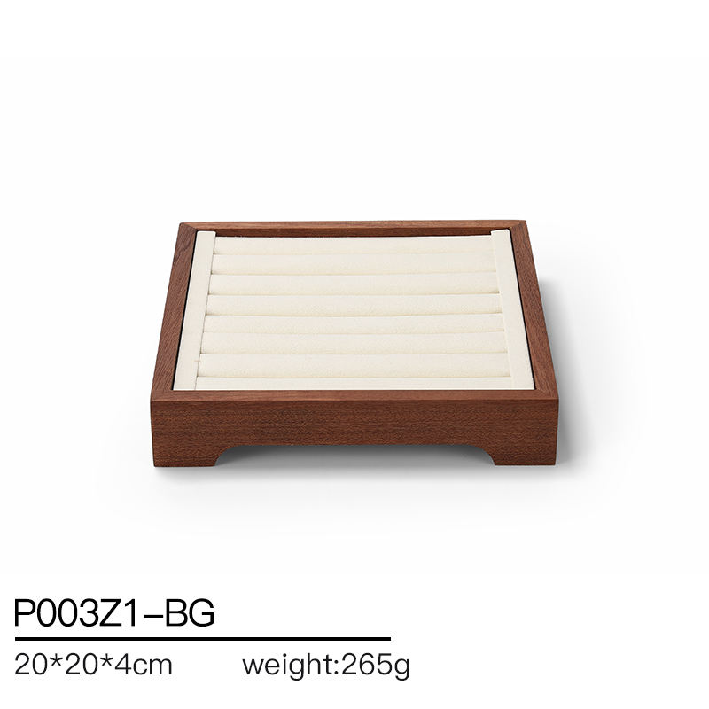 S019 Beige DIGU Handmade Microfiber Jewelry Display Set For Necklace Earring Bracelet Ring