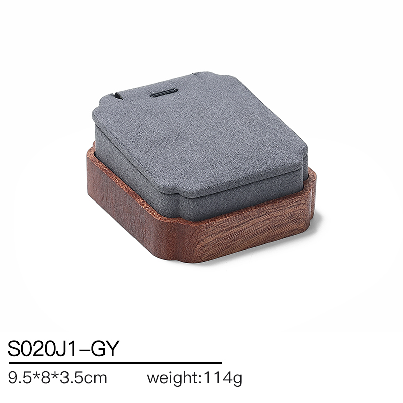 S020 Gray DIGU High Quality Solid Wood with Microfiber Bracelet Earring Necklace Jewelry Display Set