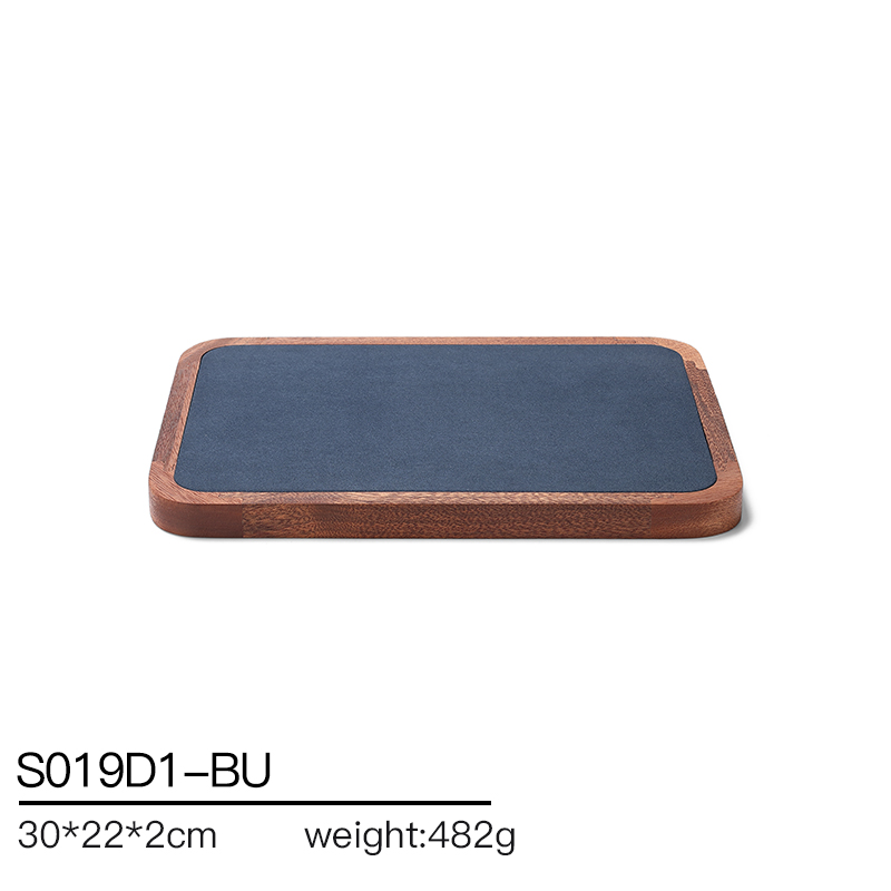 S019 Blue DIGU Handmade Customization Solid Wood Microfiber Jewelry Display Set