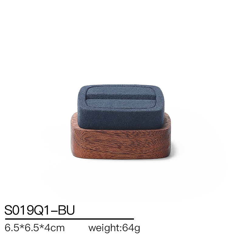 S019 Blue DIGU Handmade Customization Solid Wood Microfiber Jewelry Display Set