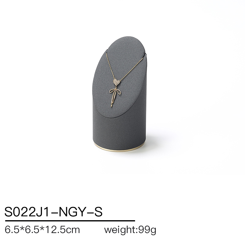 S022 Dark grey DIGU PU Leather Plastic with Metal Luxury Jewelry Display Set for Rings Earrings Necklace