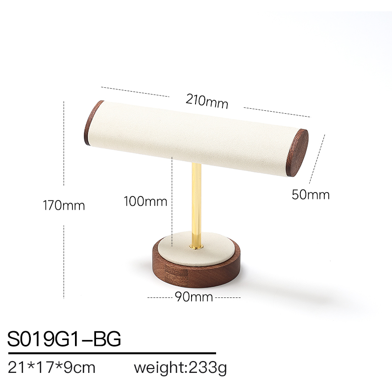 S019 Beige DIGU Handmade Microfiber Jewelry Display Set For Necklace Earring Bracelet Ring