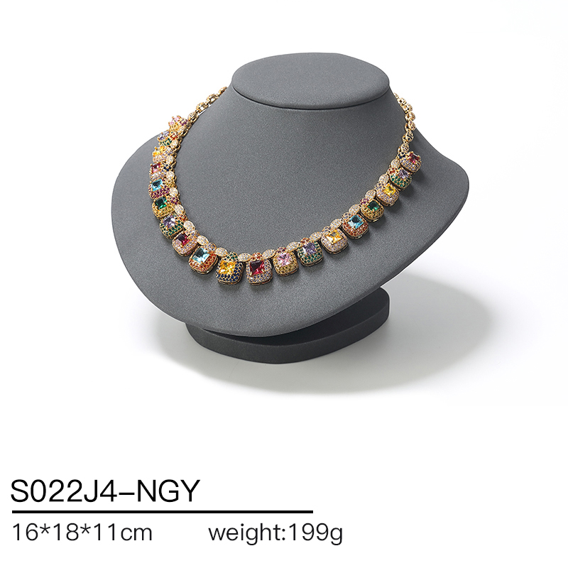 S022 Dark grey DIGU PU Leather Plastic with Metal Luxury Jewelry Display Set for Rings Earrings Necklace