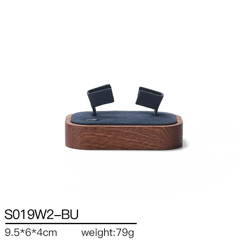 S019 Blue DIGU Handmade Customization Solid Wood Microfiber Jewelry Display Set