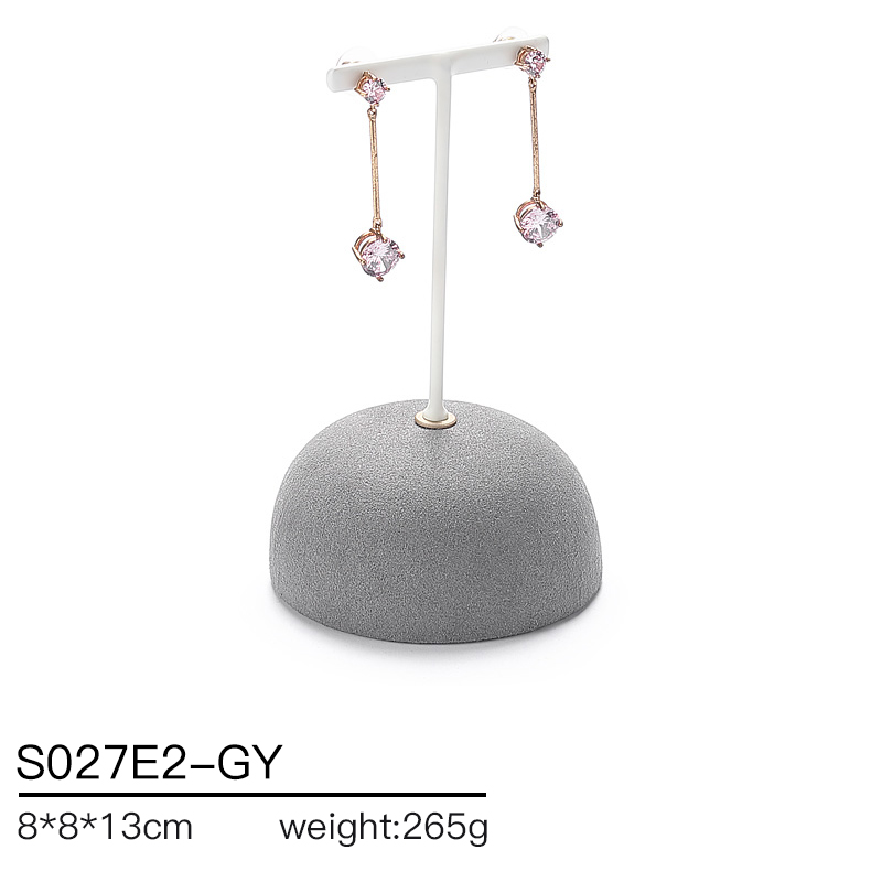 S027 Gray DIGU Handmade Microfiber Ring Bracelet Necklace Earring Holder Stand Jewelry Display Set